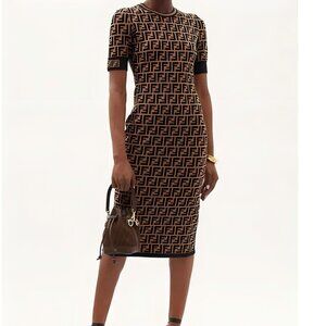 Fendi FF-Jacquard Midi Dress